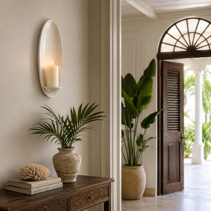 Ceramic Wall Candle Sconce (Off White)