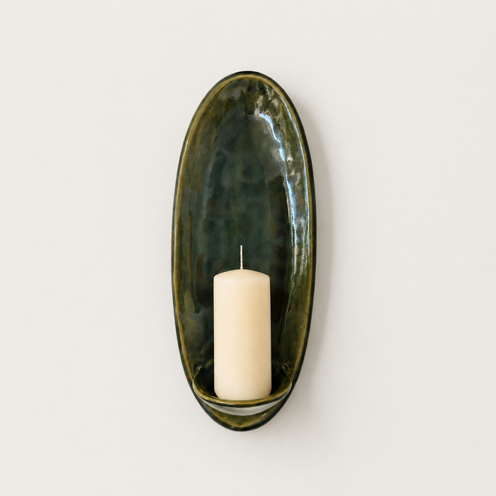 Ceramic Wall Candle Sconce (Green)