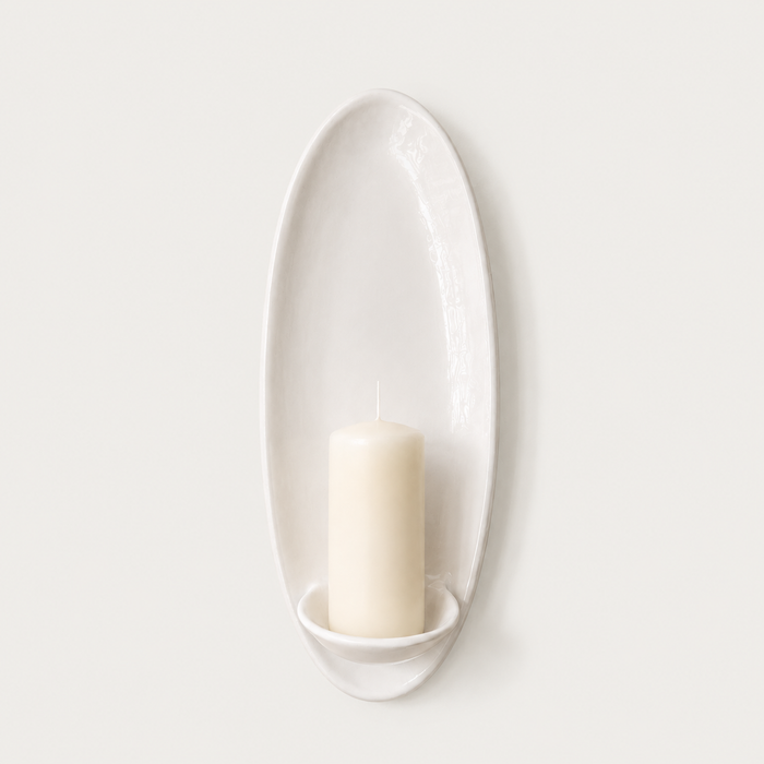 Ceramic Wall Candle Sconce (Off White)