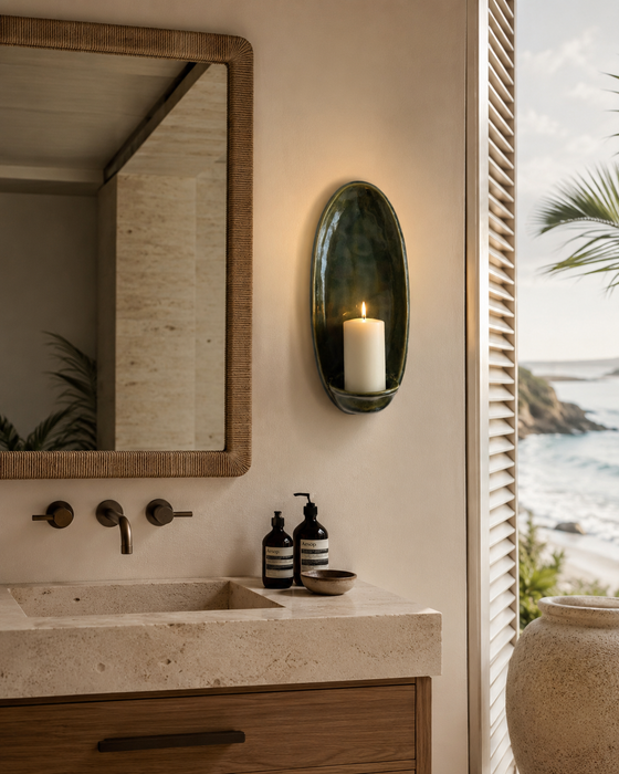 Ceramic Wall Candle Sconce (Green)