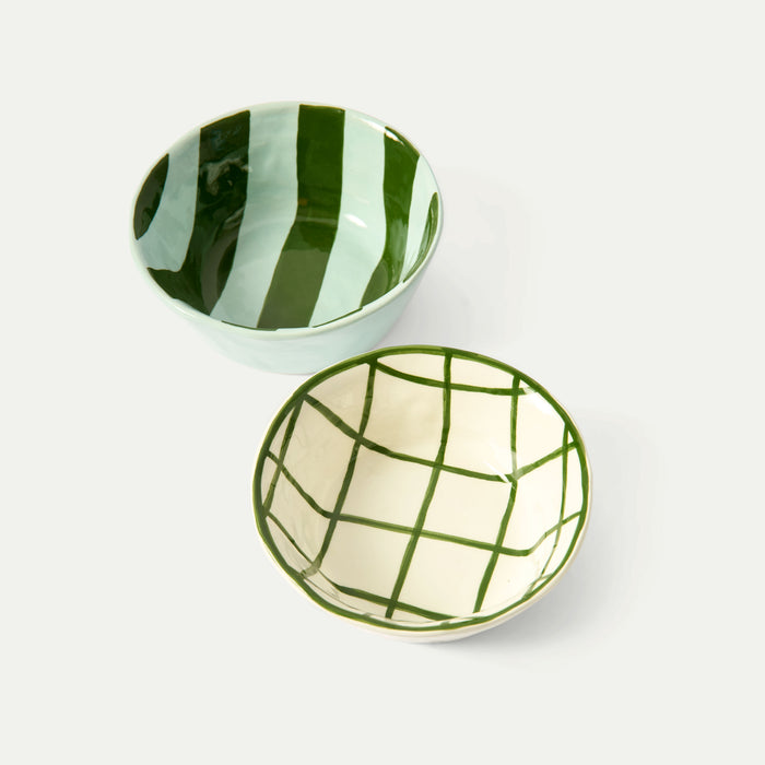 Snack Bowl Green Check