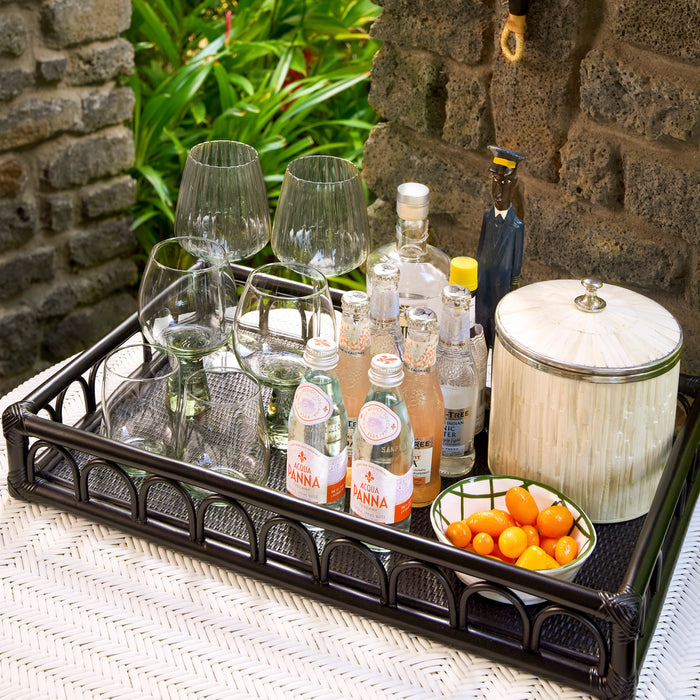 Black Rattan Loop Tray