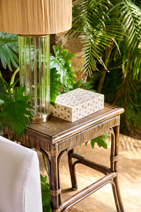 Brown Rattan Tall Side Table
