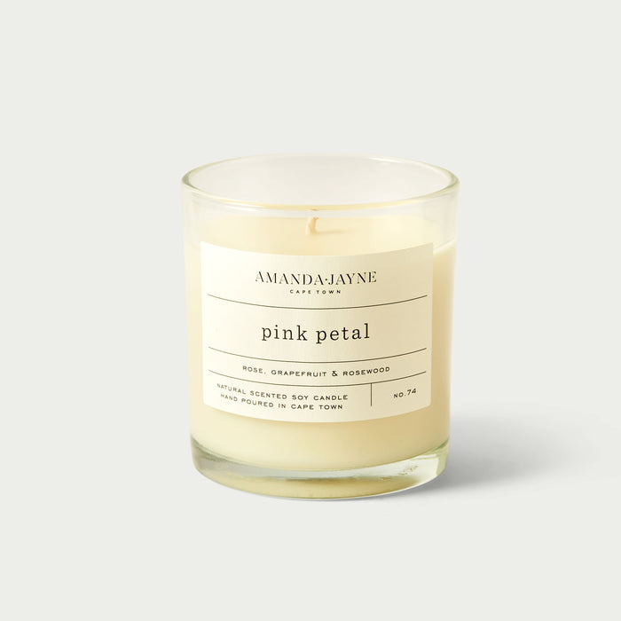 Glass Single Wick Candle Pink Petal