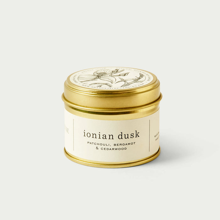 Gold Tin Travel Candle Ionian Dusk
