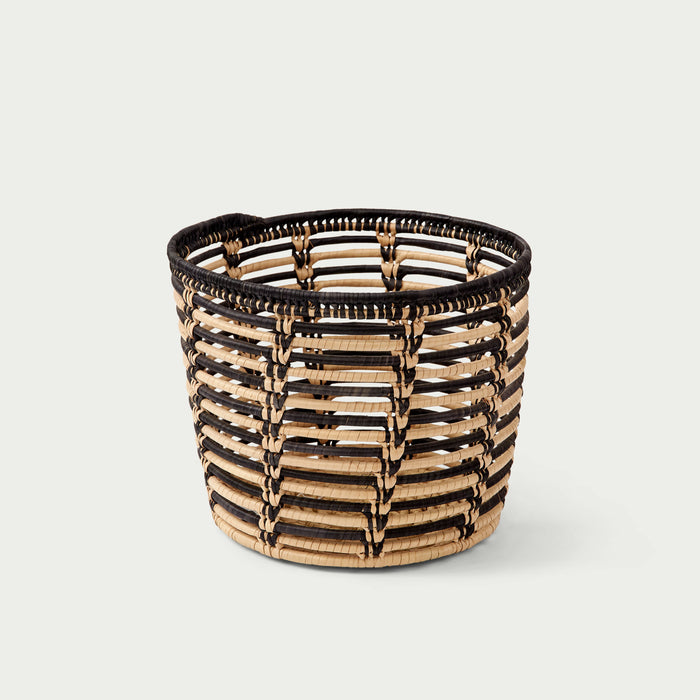Black and White Woven Planter Basket Medium