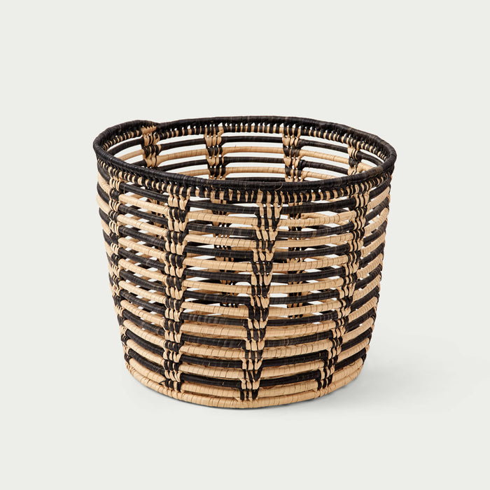 Black and White Woven Planter Basket Large
