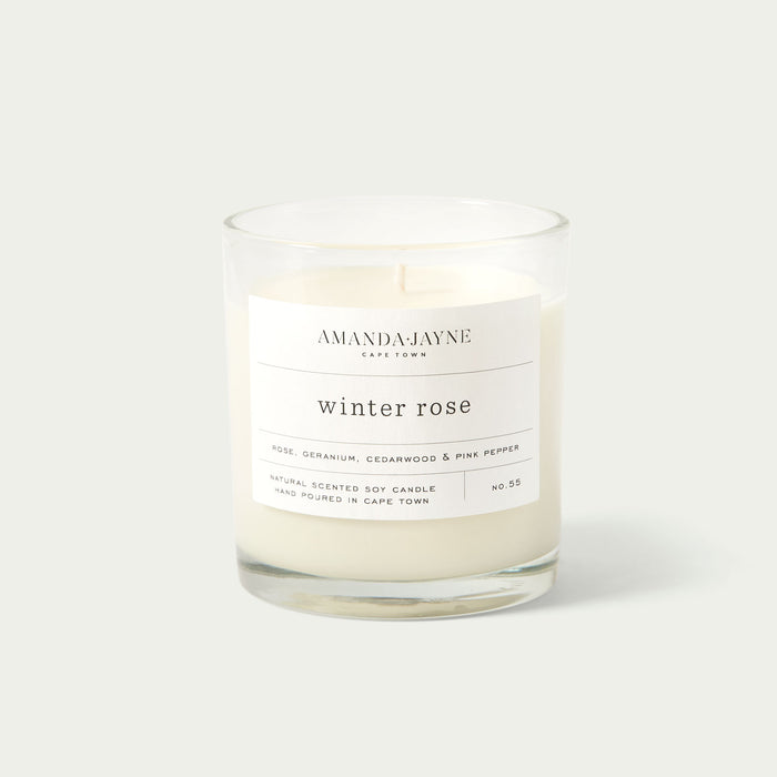 Glass Single Wick Candle Winter Rose