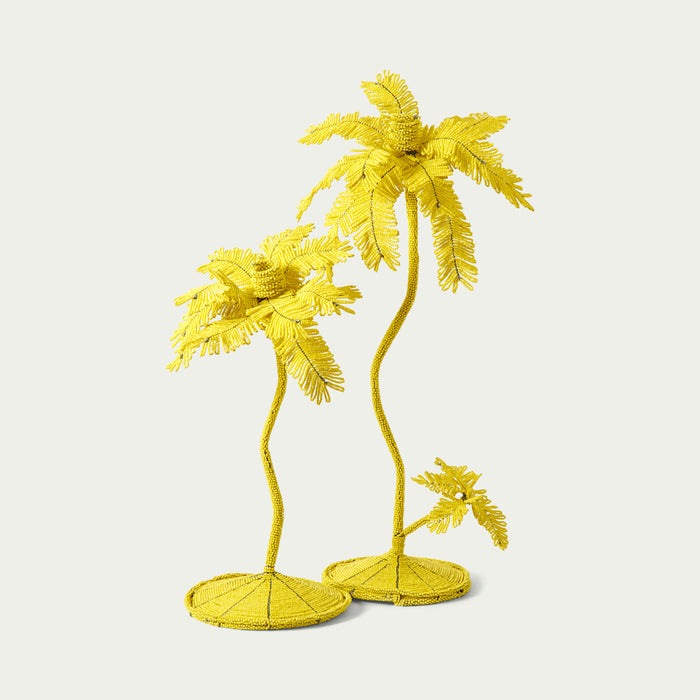 Medium Palm Tree Candlestick Medium Yellow