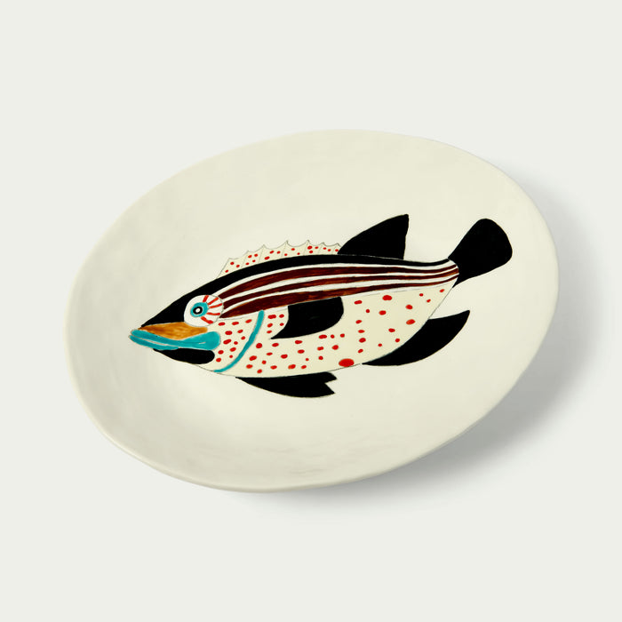 Large Oval Platter Burgundy Fish