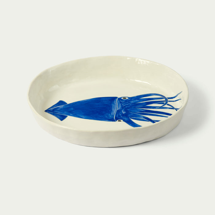 Extra Large Oval Platter Dark Blue Squid