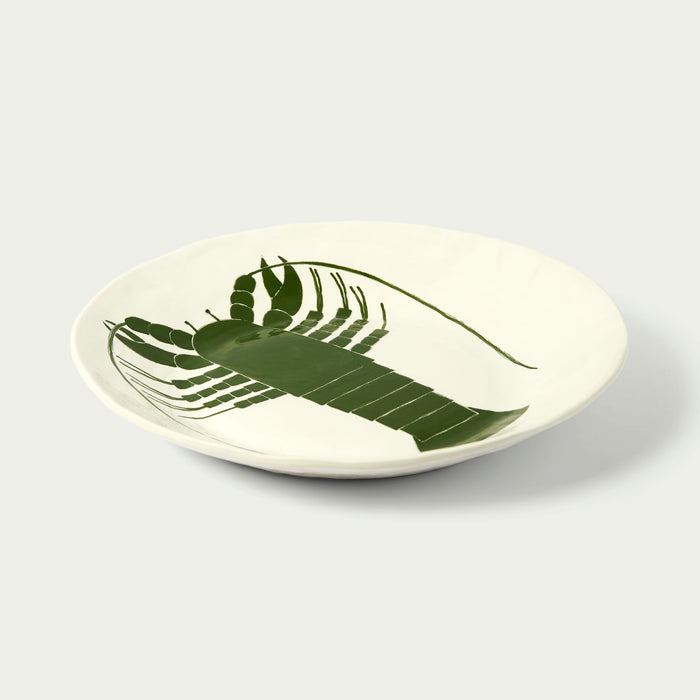 Large Round Platter Green Lobster