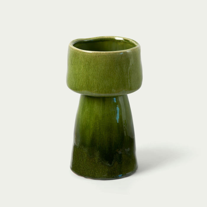 Green Ceramic Planter on Base