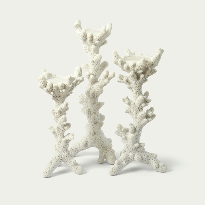 Coral Candle Holder Set of 3