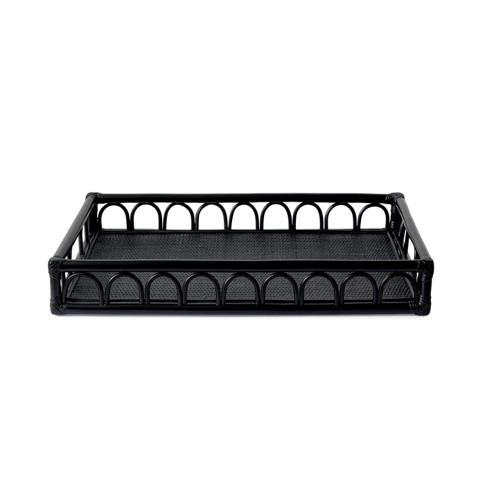 Black Rattan Loop Tray