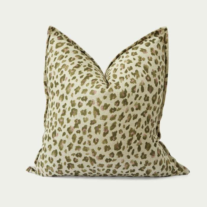 Leopard Spinach Linen Scatter Cover