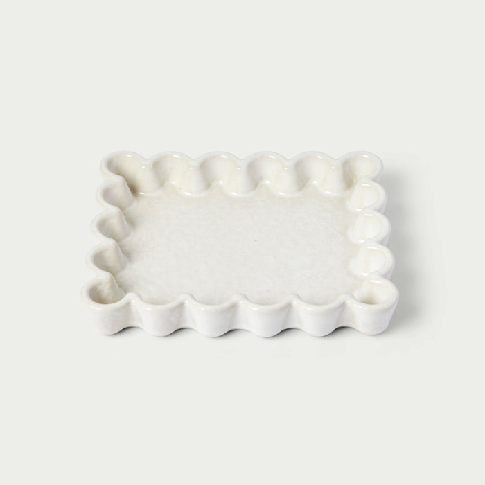 Ceramic Small Scalloped Tray (Cream)