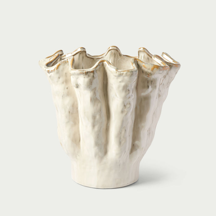 Ceramic XL Fluted Vase (Cream)