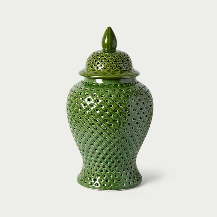 Ceramic Large Cut Out Ginger Jar (Green)